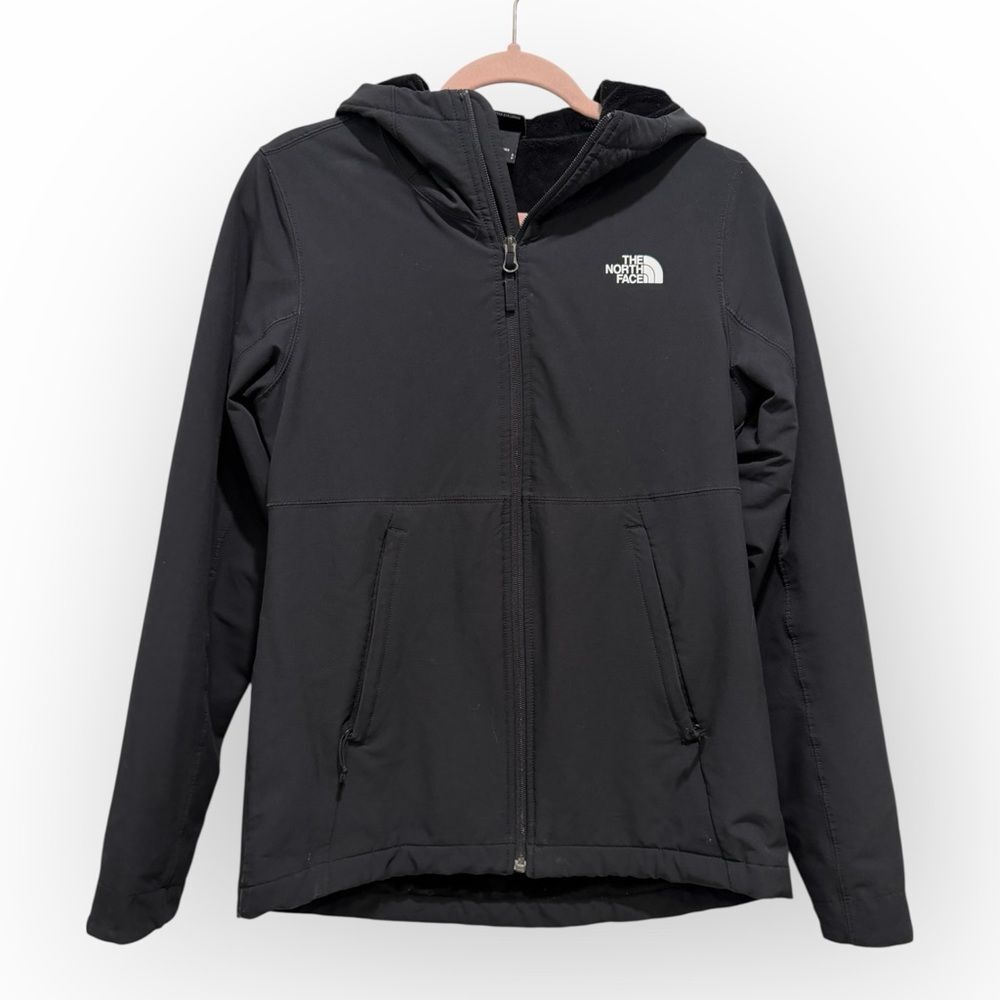 The North Face Black Hooded Softshell Jacket - Fleece Lined - Size Small